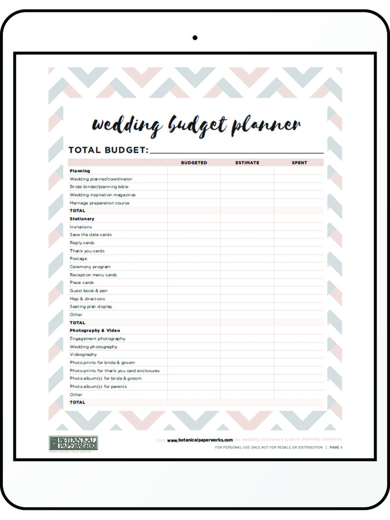 Wedding Planner Printables