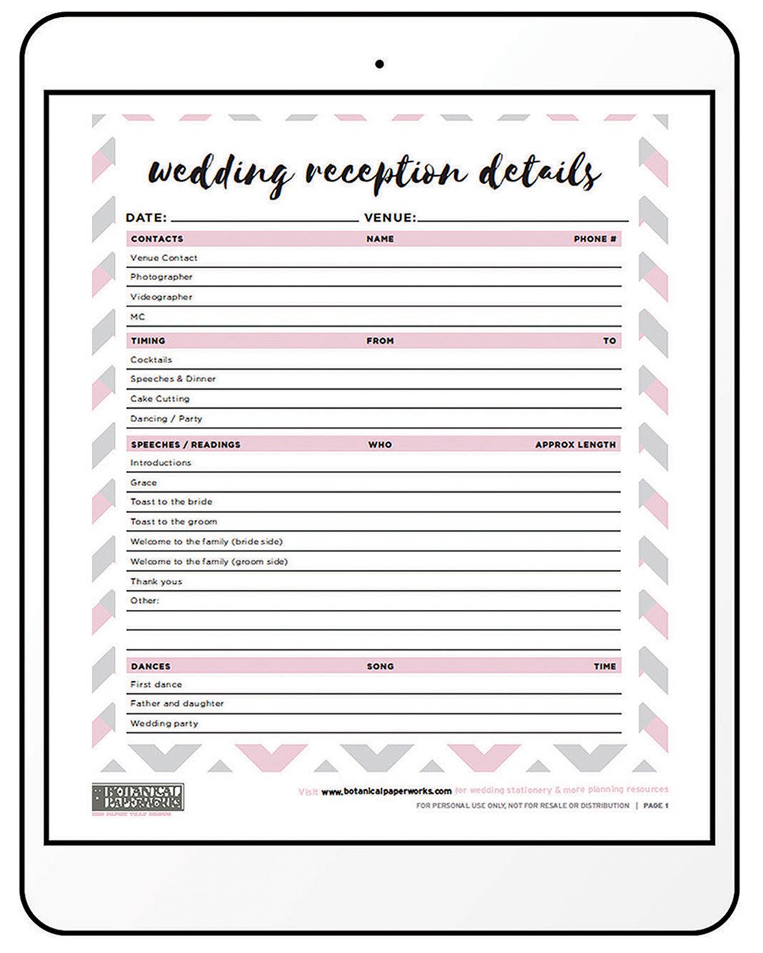 Free Printable Wedding Binder Worksheets