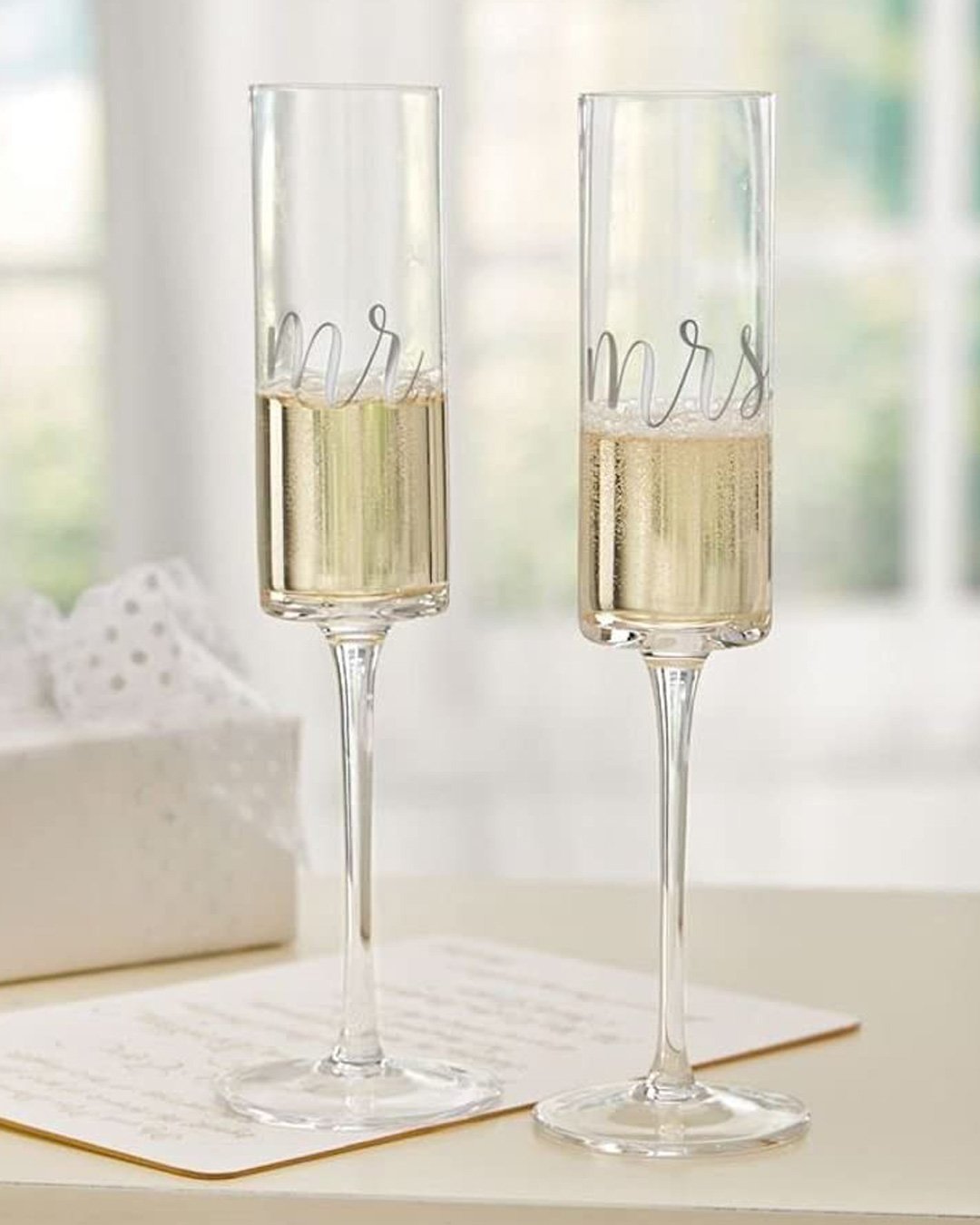 wedding registry ideas mr mrs champange flute set
