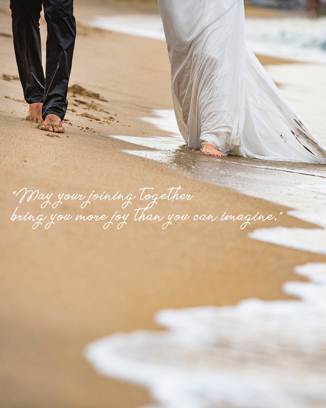 wedding wishes bride and groom at the beach
