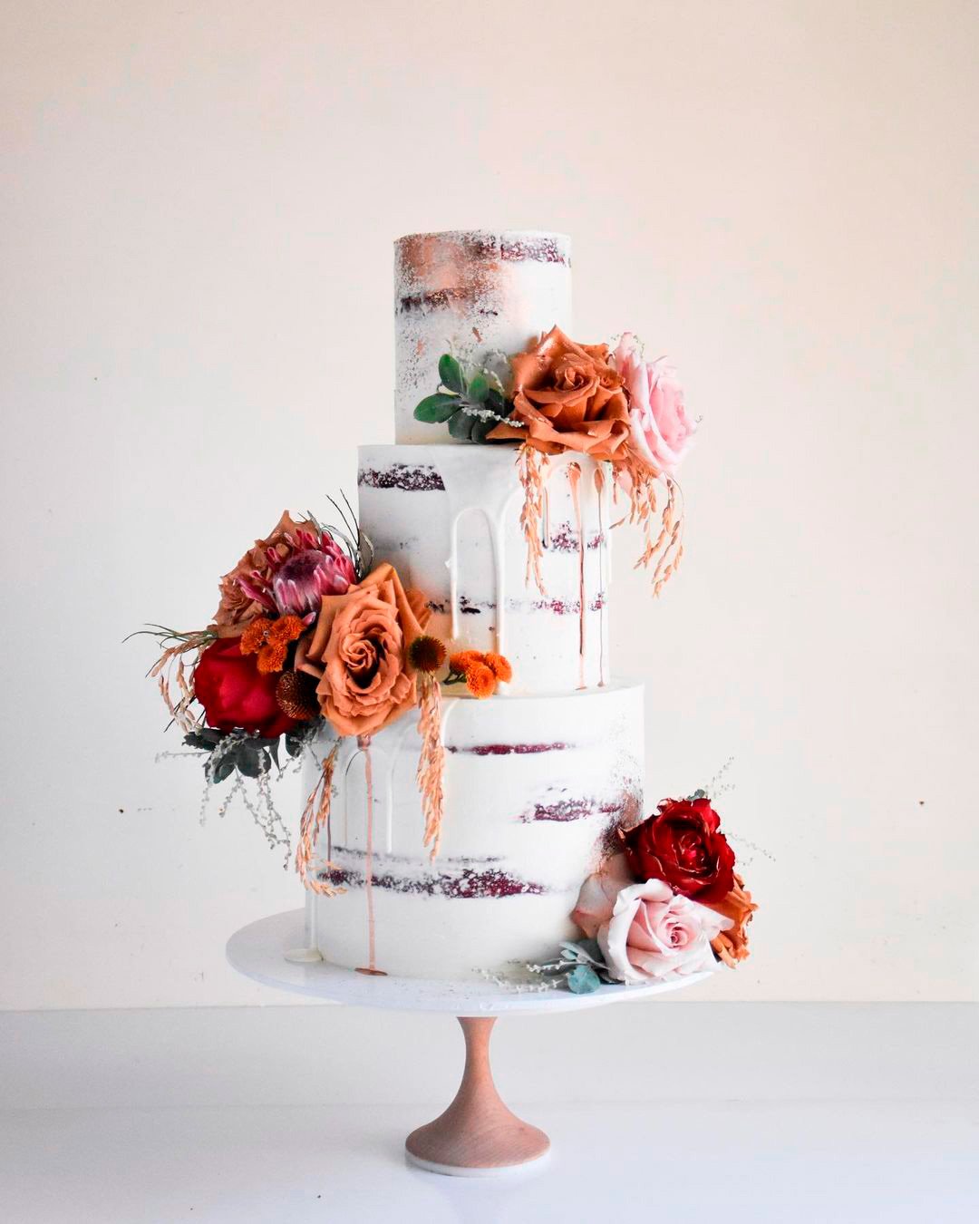 drip wedding cakes naked roses
