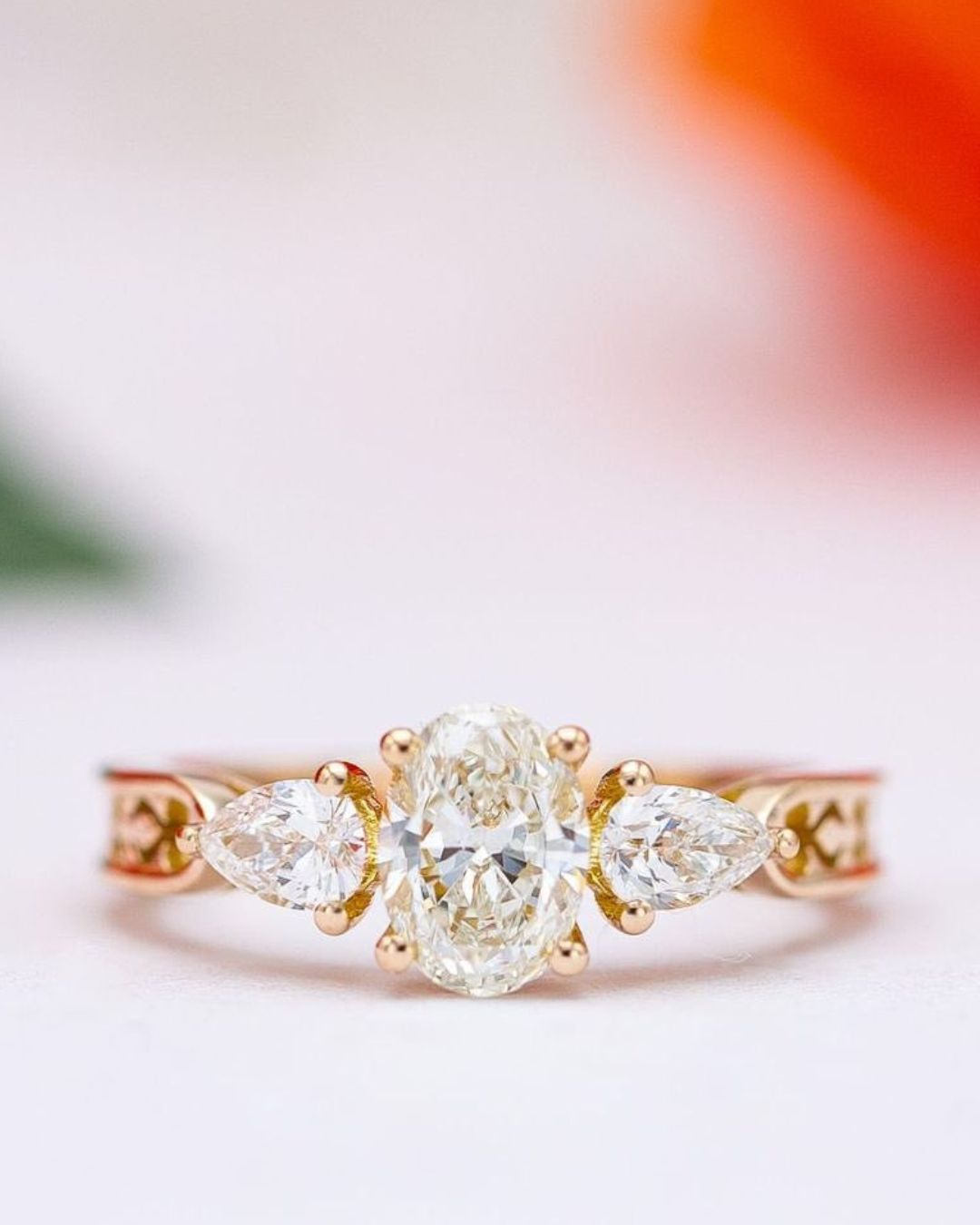 unique engagement rings three diamond ring