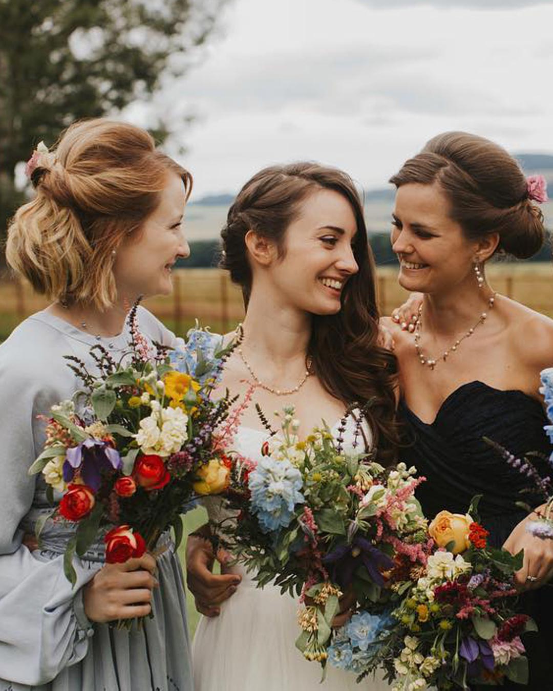 wedding ideas miss matching bridesmaids bouquets