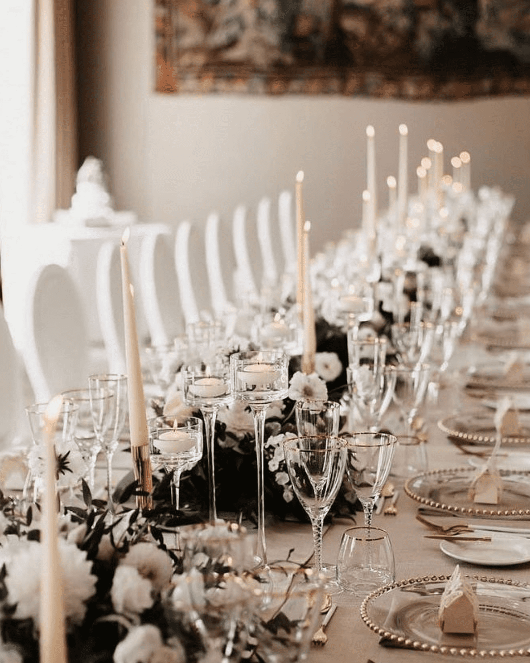 black and white wedding colors flowers and candles