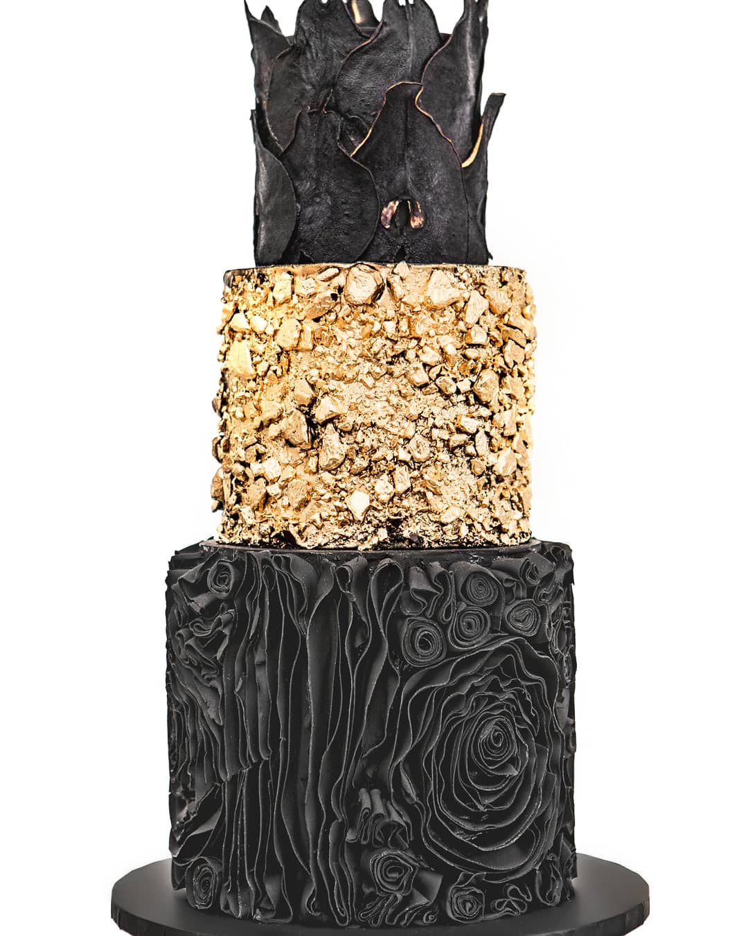 black wedding cake modern cake with gold elizabethscakeemporium