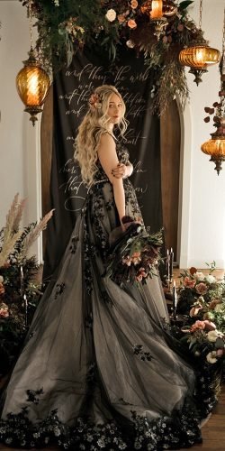 Black lace wedding dress