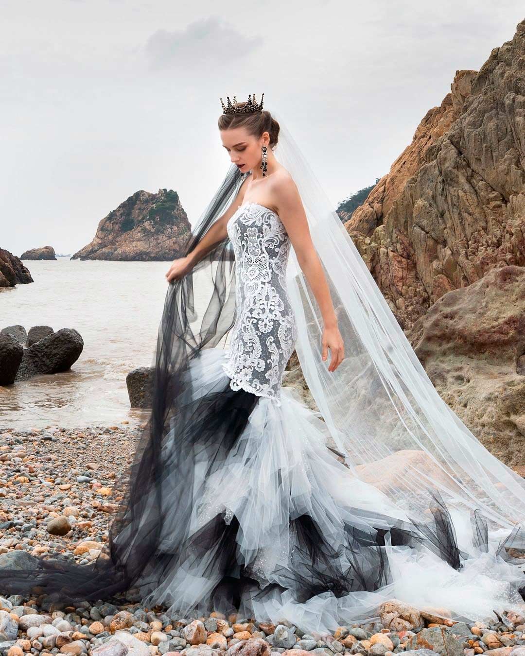 black white and blue wedding