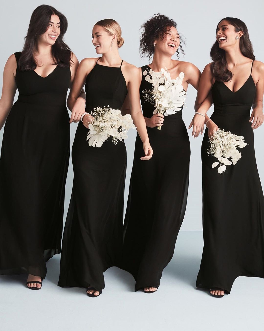 black white wedding colors dress bouquet attire