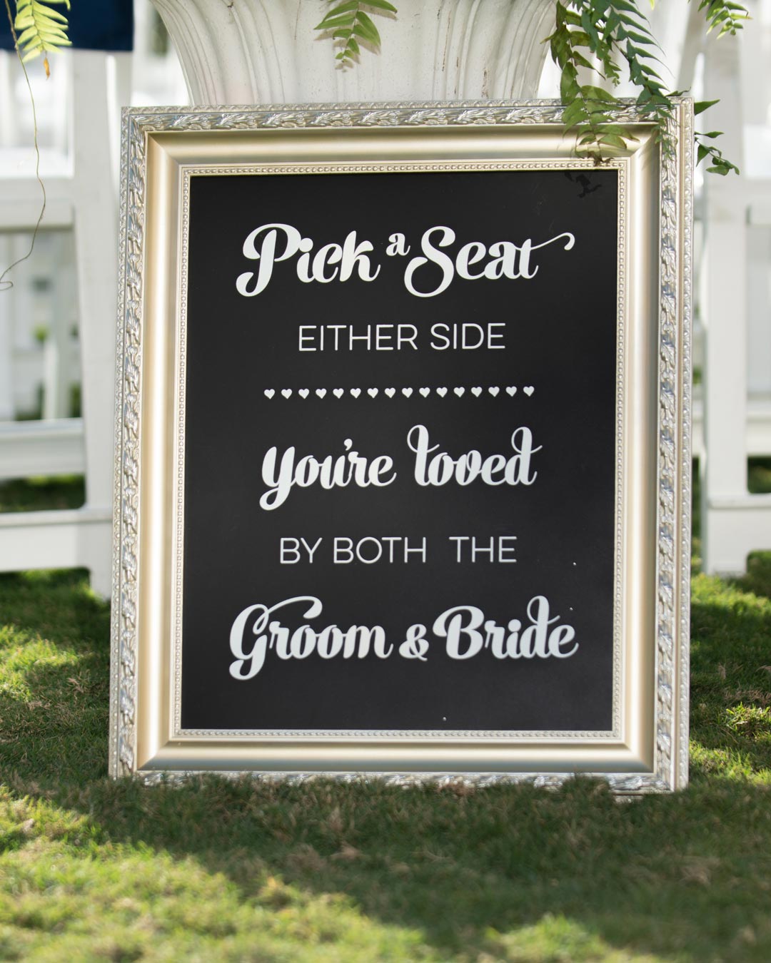 black white wedding colors sign frame seatting chart