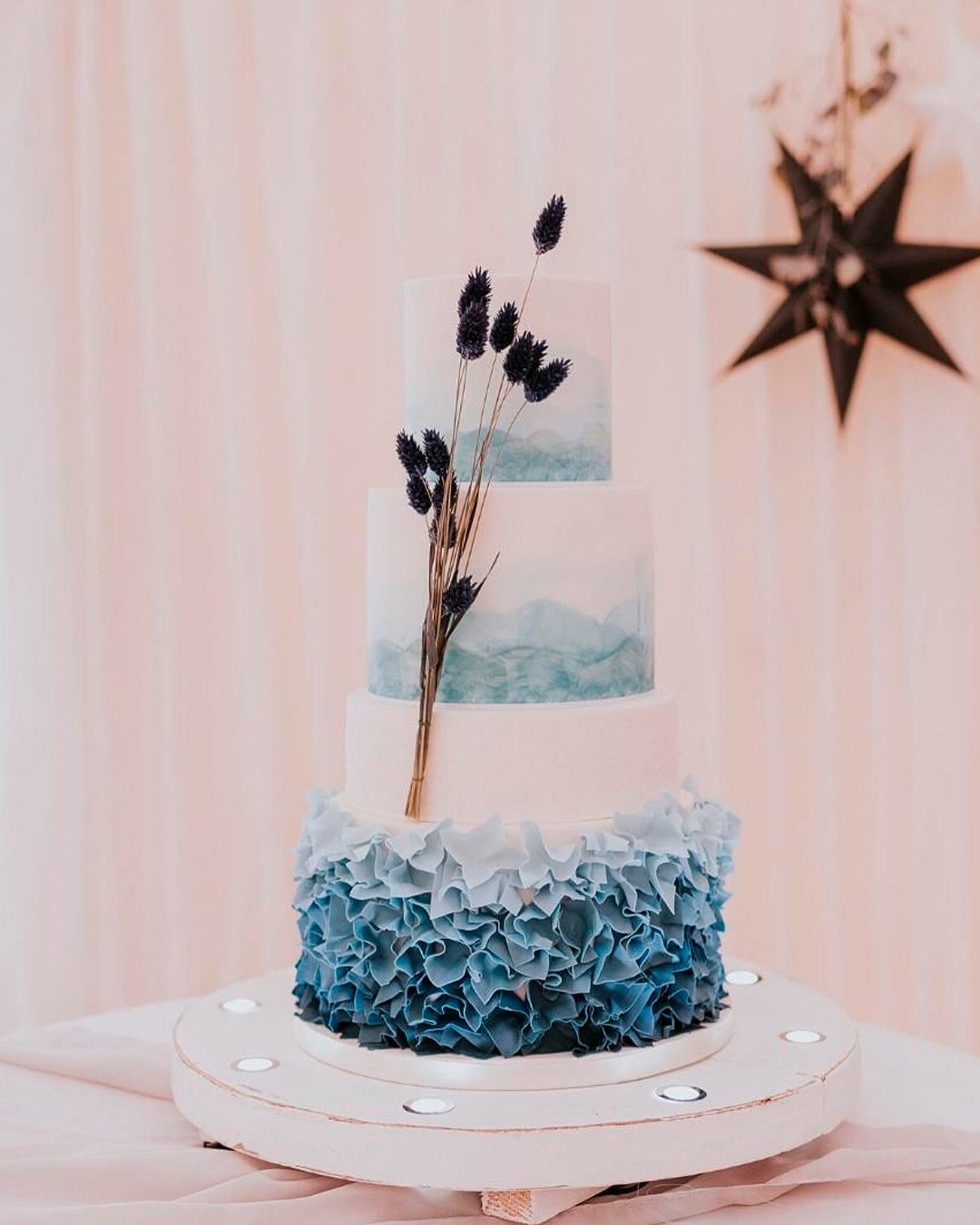 blue and white wedding colors cake
