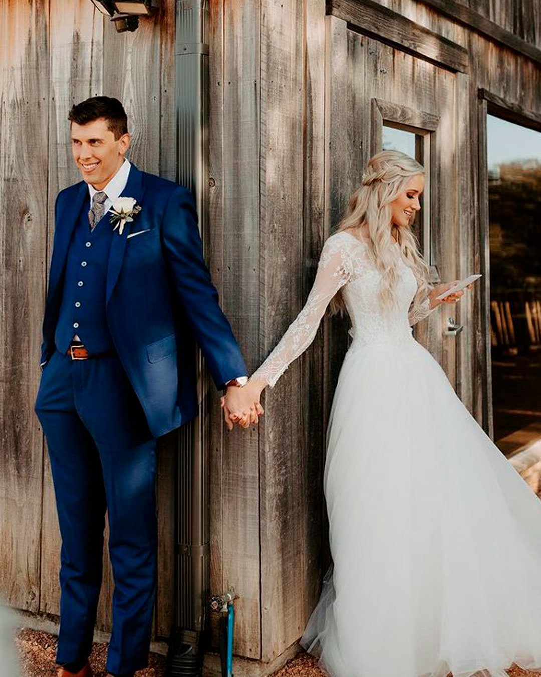 blue and white wedding colors groom attire