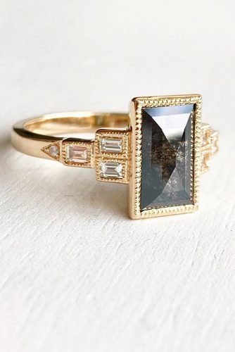 Verlobungsringe im Smaragdschliff Edelstein Vintage Gold