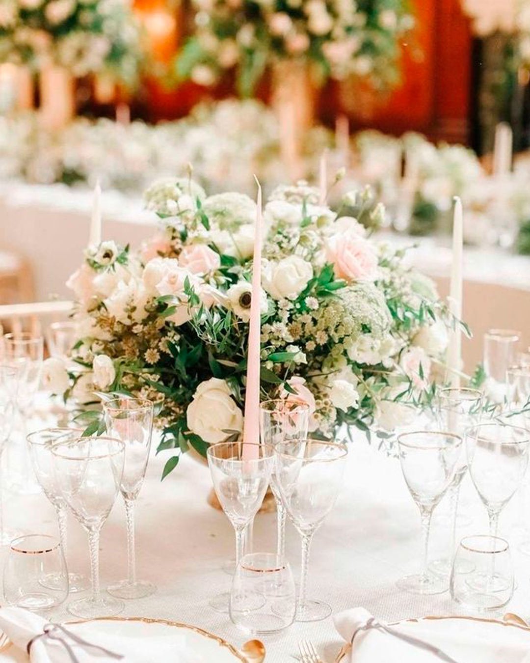 fall wedding color evergreen blush table setting
