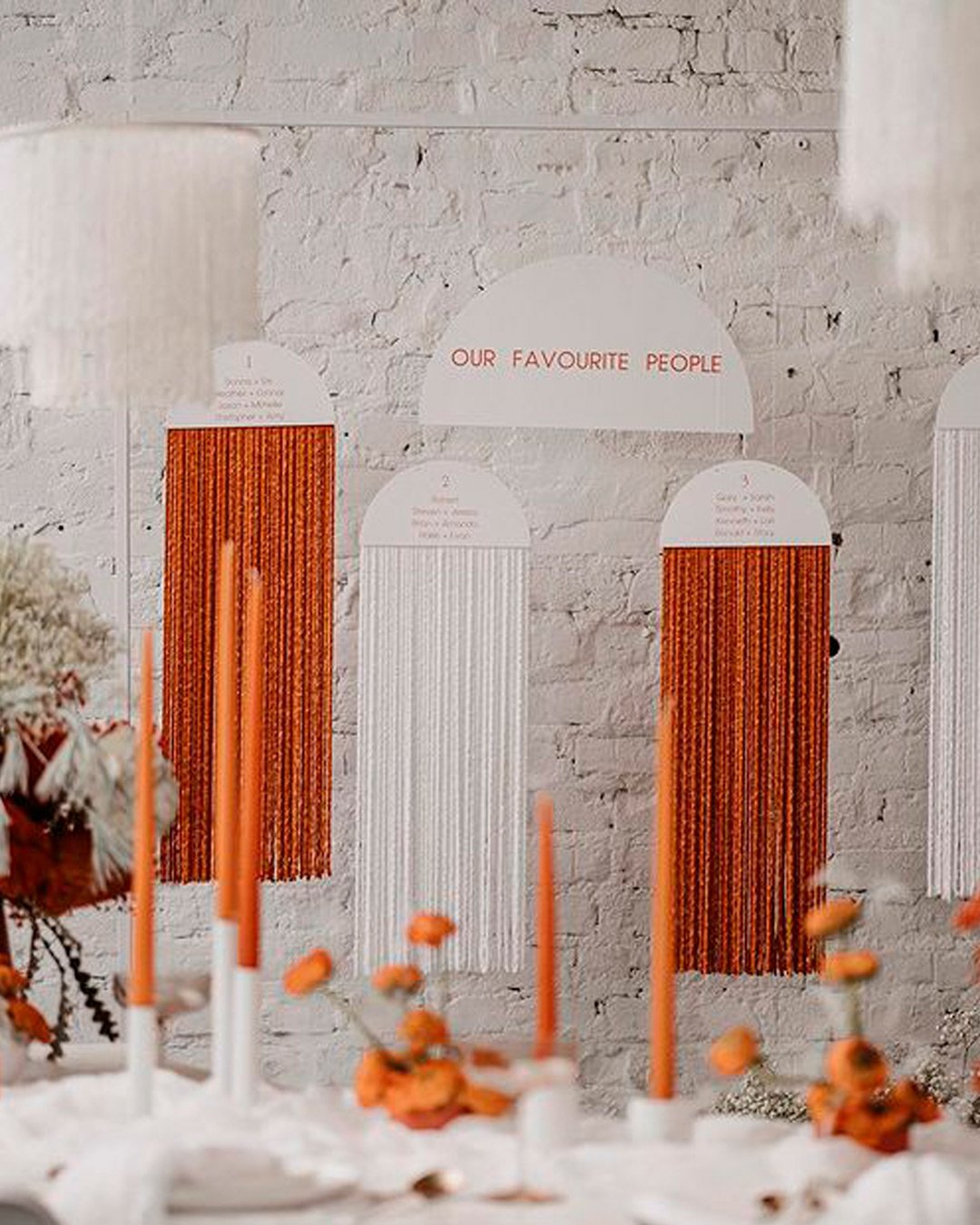 fall wedding color table setting display