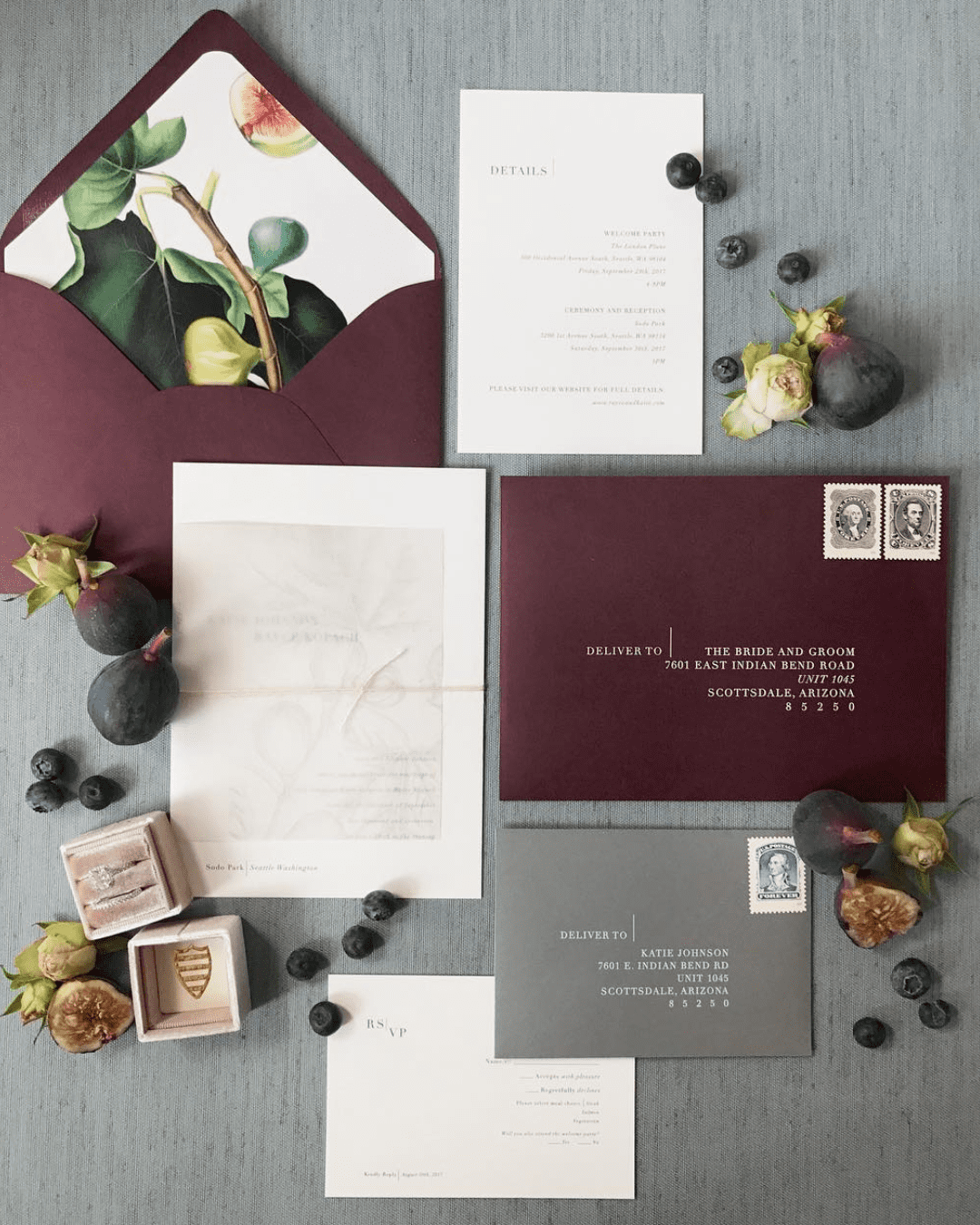 fall wedding colors wedding invitations in burgundy