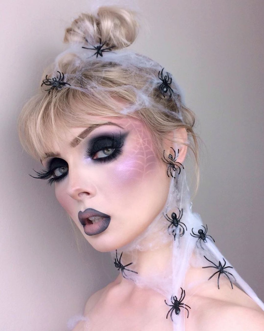 halloween bridal shower ideas moody dark makeup with spiders