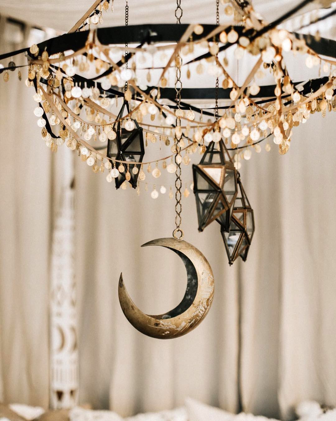 halloween bridal shower ideas witch themed hanging moon decor