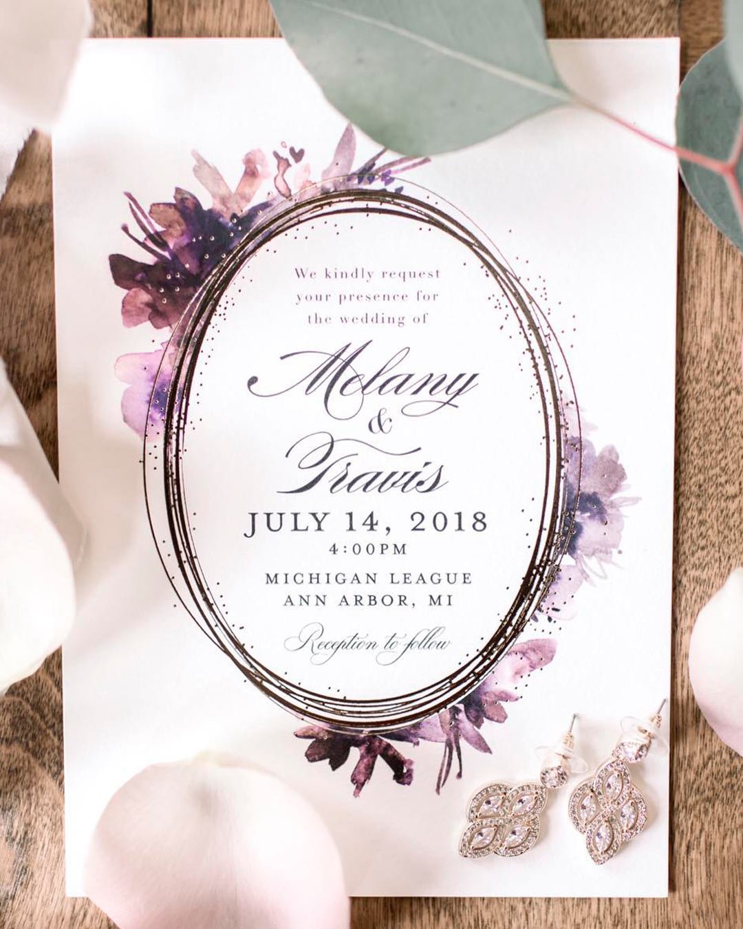 lilac wedding colors stationery