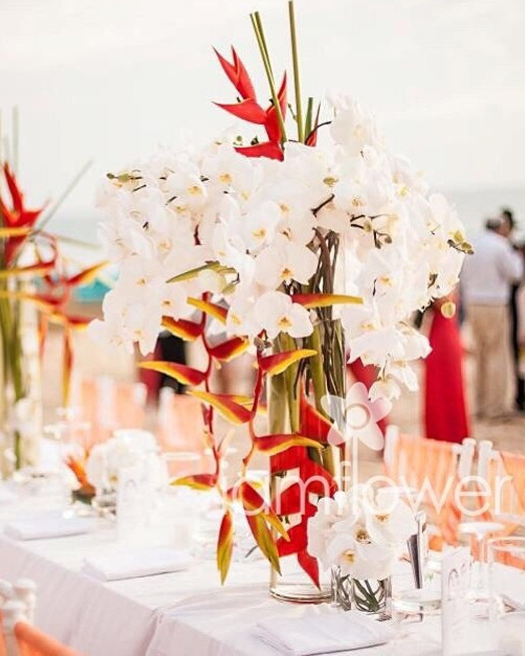 red white wedding colors decor flowers