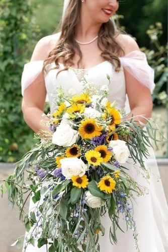 single stem wedding bouquets sunflower wedding photo