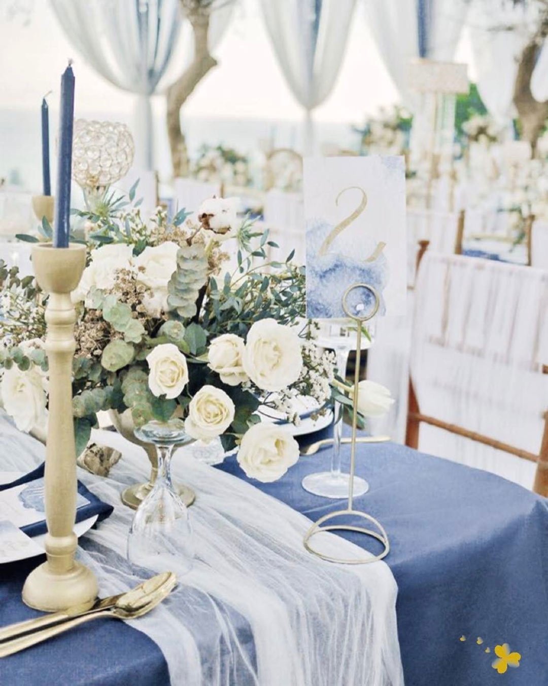 unique wedding color combos island paradise lapis hazelnut table decor
