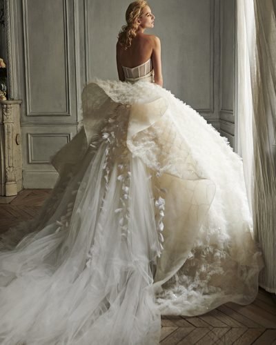 Ballkleid Brautkleider einfache niedrige Rücken modern mit Zug Azziandosta