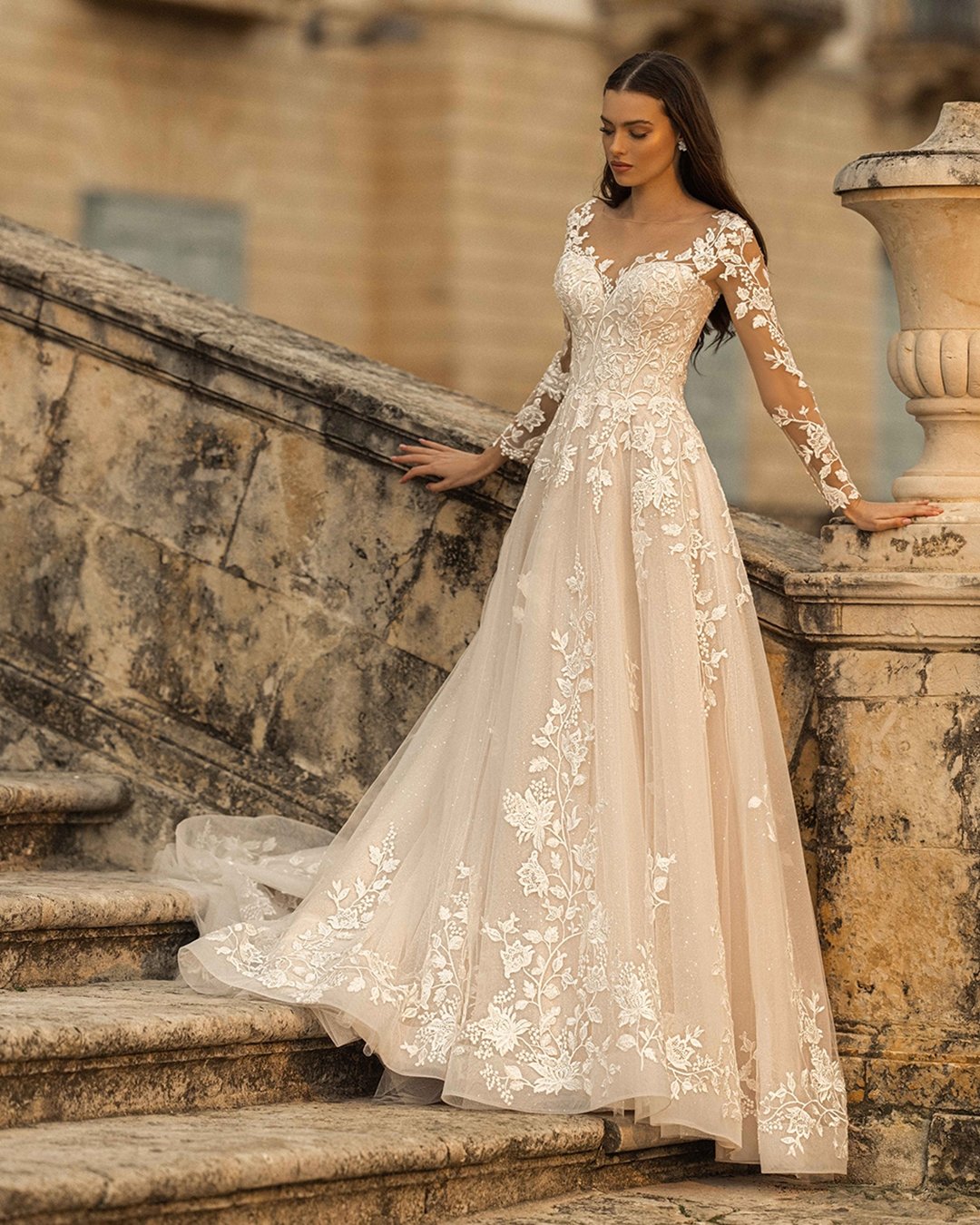 wedding gown with sleeves lace
