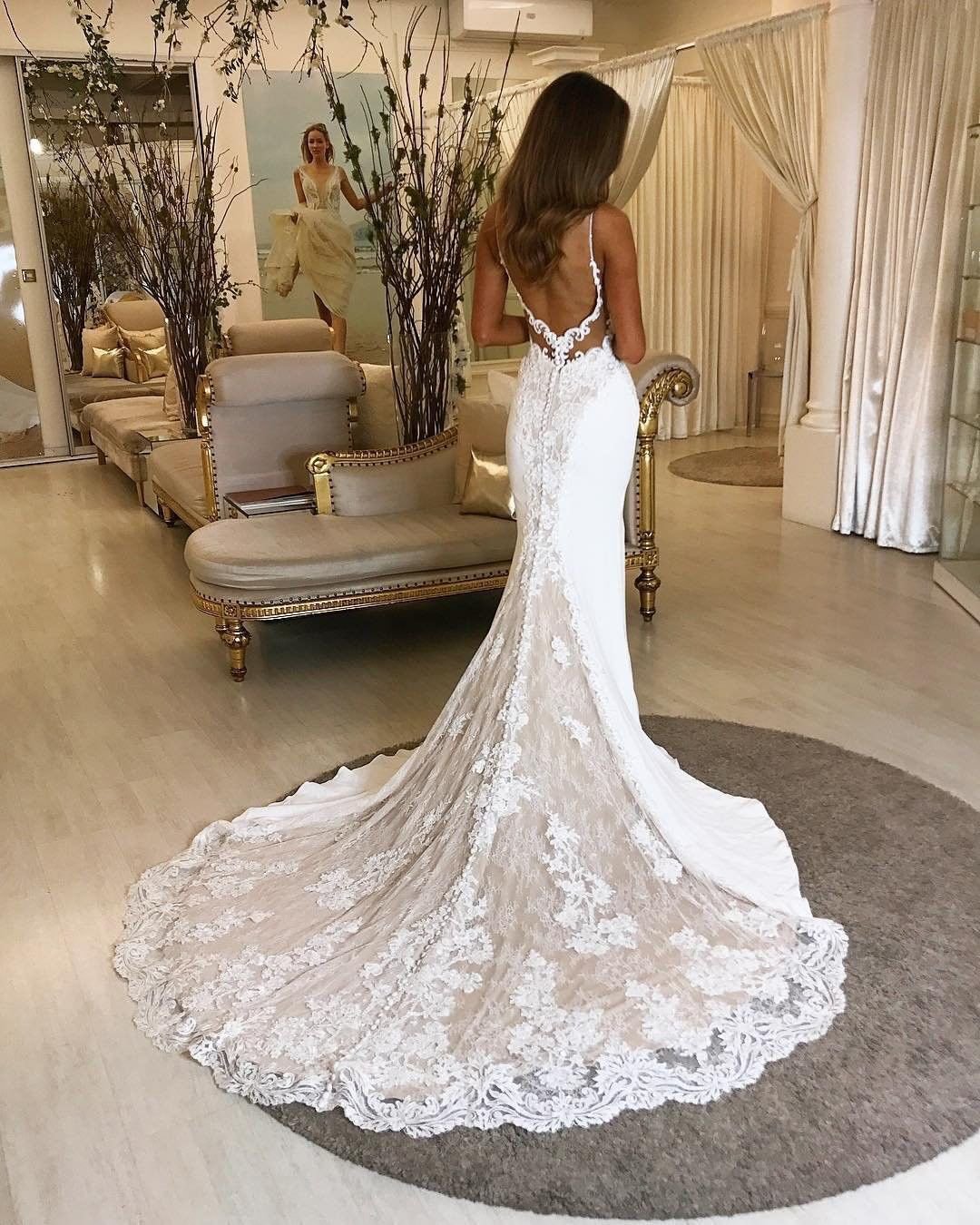Brown Lace Wedding Dress