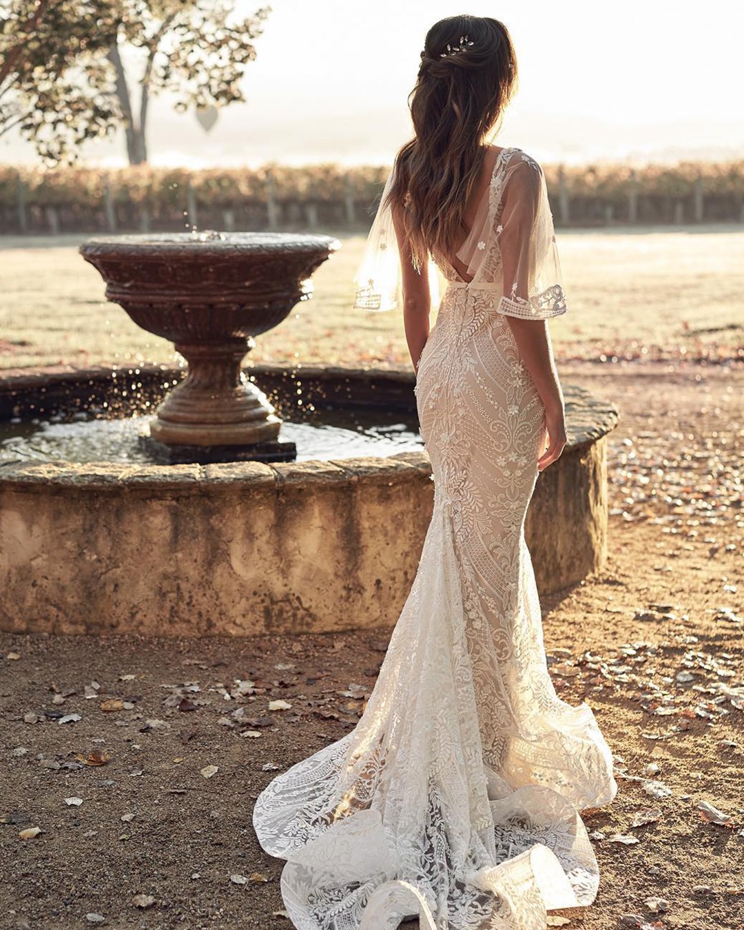 Brown Lace Wedding Dress