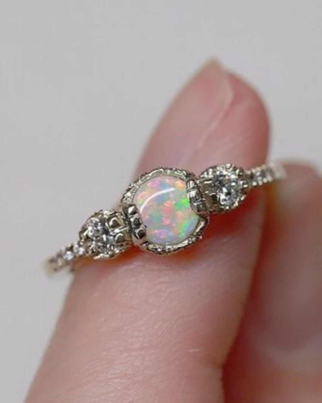 opal engagement rings with round cut opal2