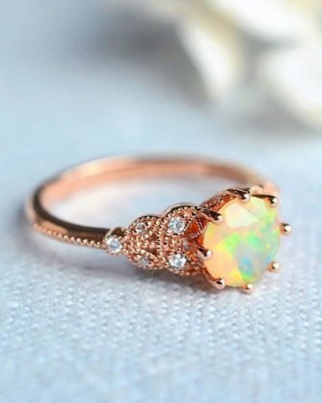 opal engagement rings rose gold rings