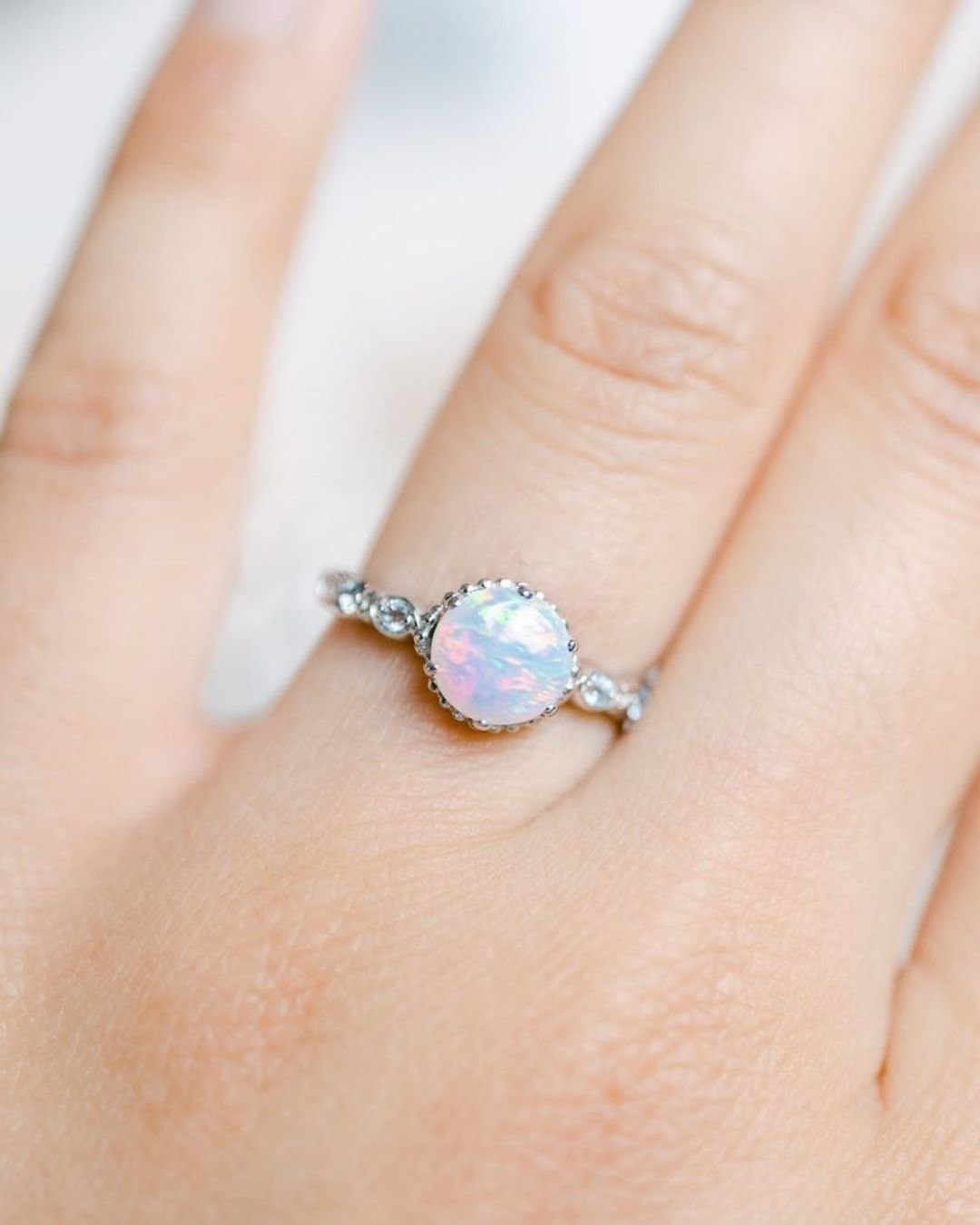 opal engagement rings white gold rings