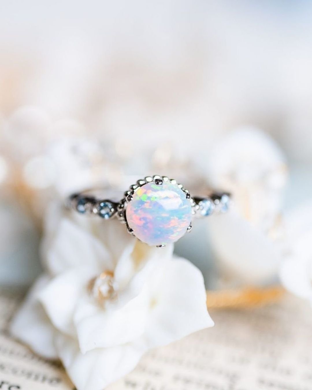 opal engagement rings with round cut opal