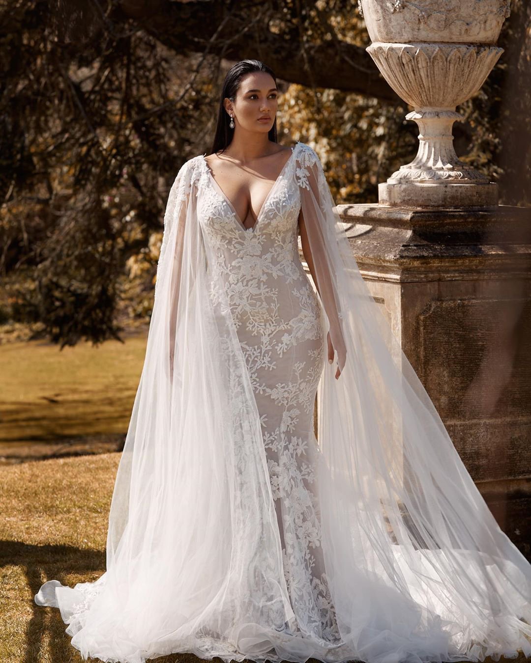 plus size wedding dresses mermaid with cape lace country leahdagloria