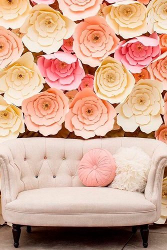 wedding backdrop ideas paper flower wall 
