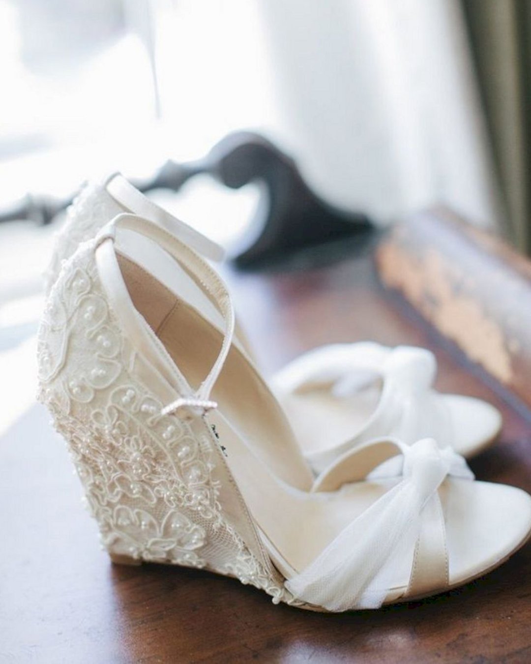 off white wedge wedding shoes