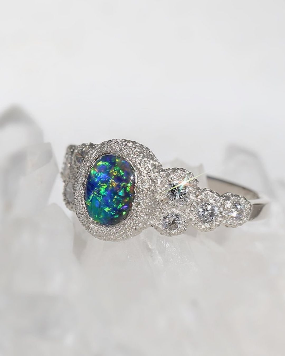 opal engagement rings with black opal