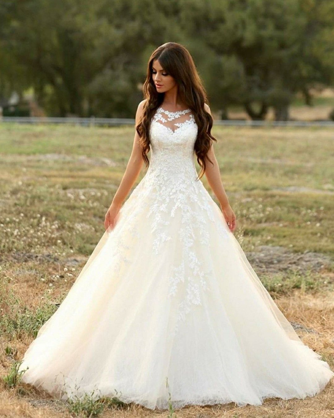 a line wedding dresses illusion neckline lace country romantic enzoani