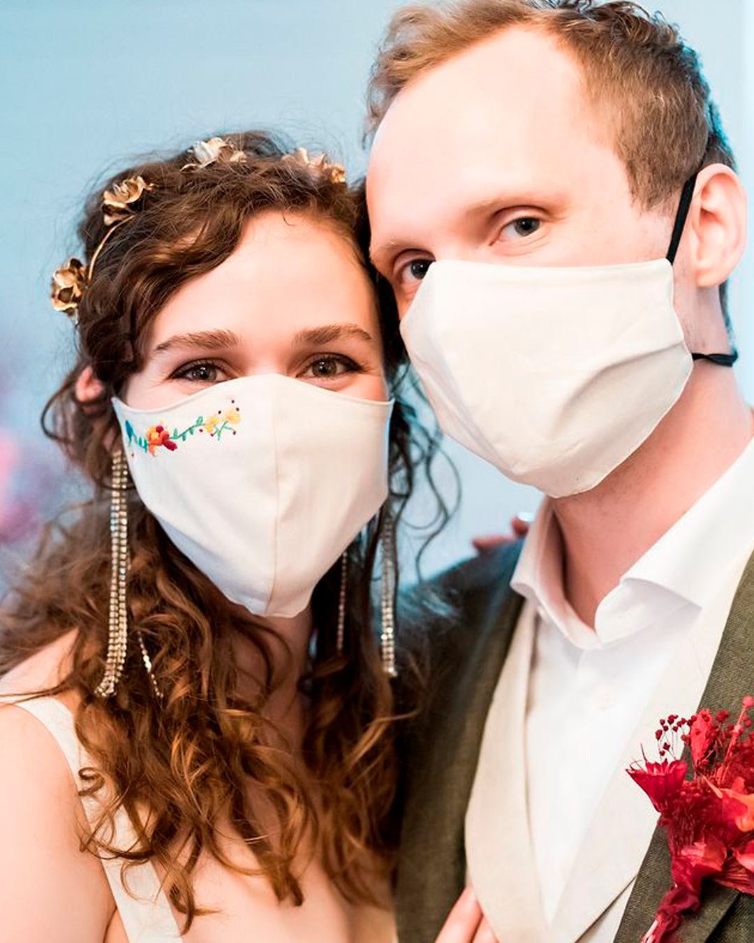 covid wedding ideas masks personalized bride groom