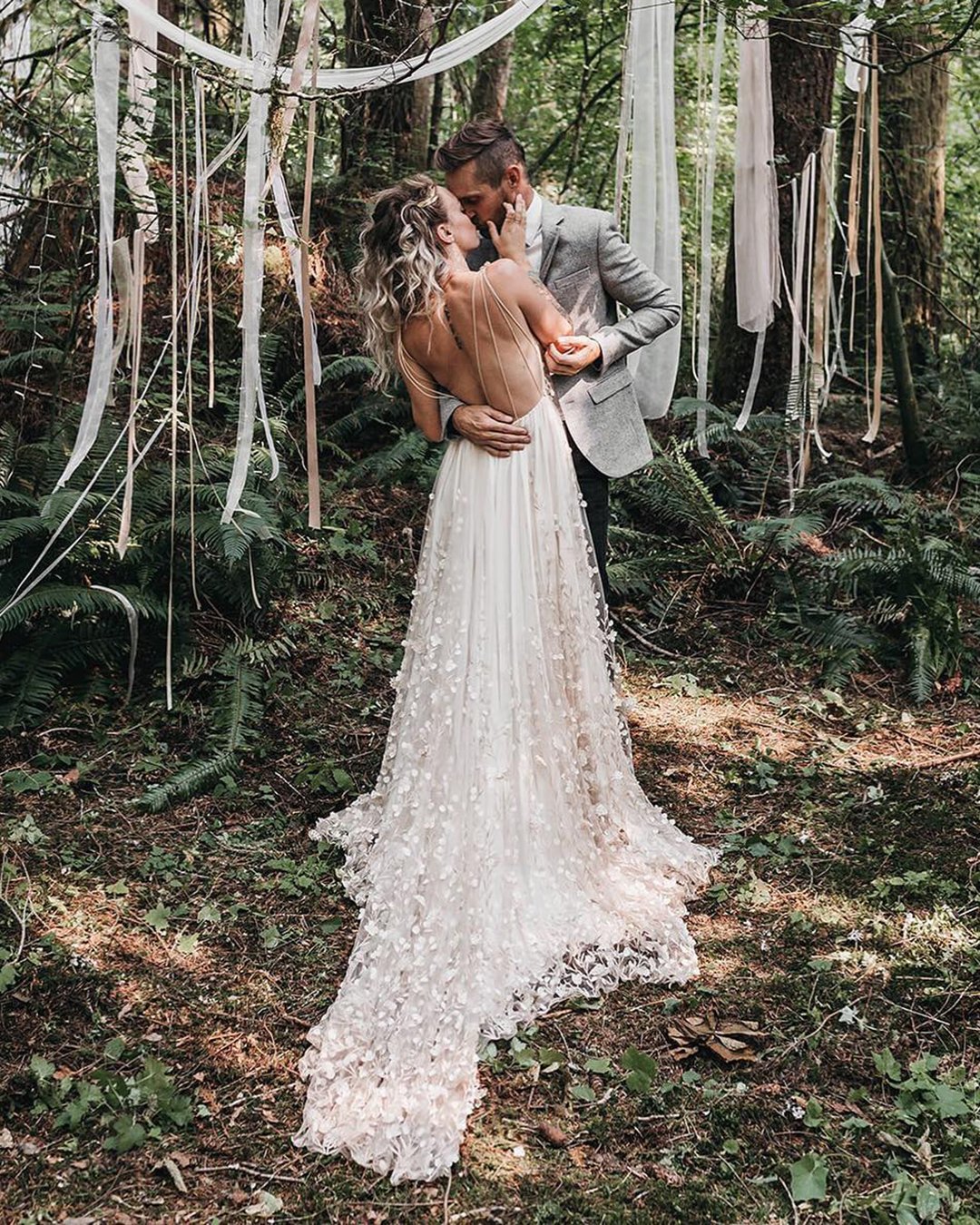 fashion forward wedding dresses a line backless floral appliques beach country sexy alexandra grecco
