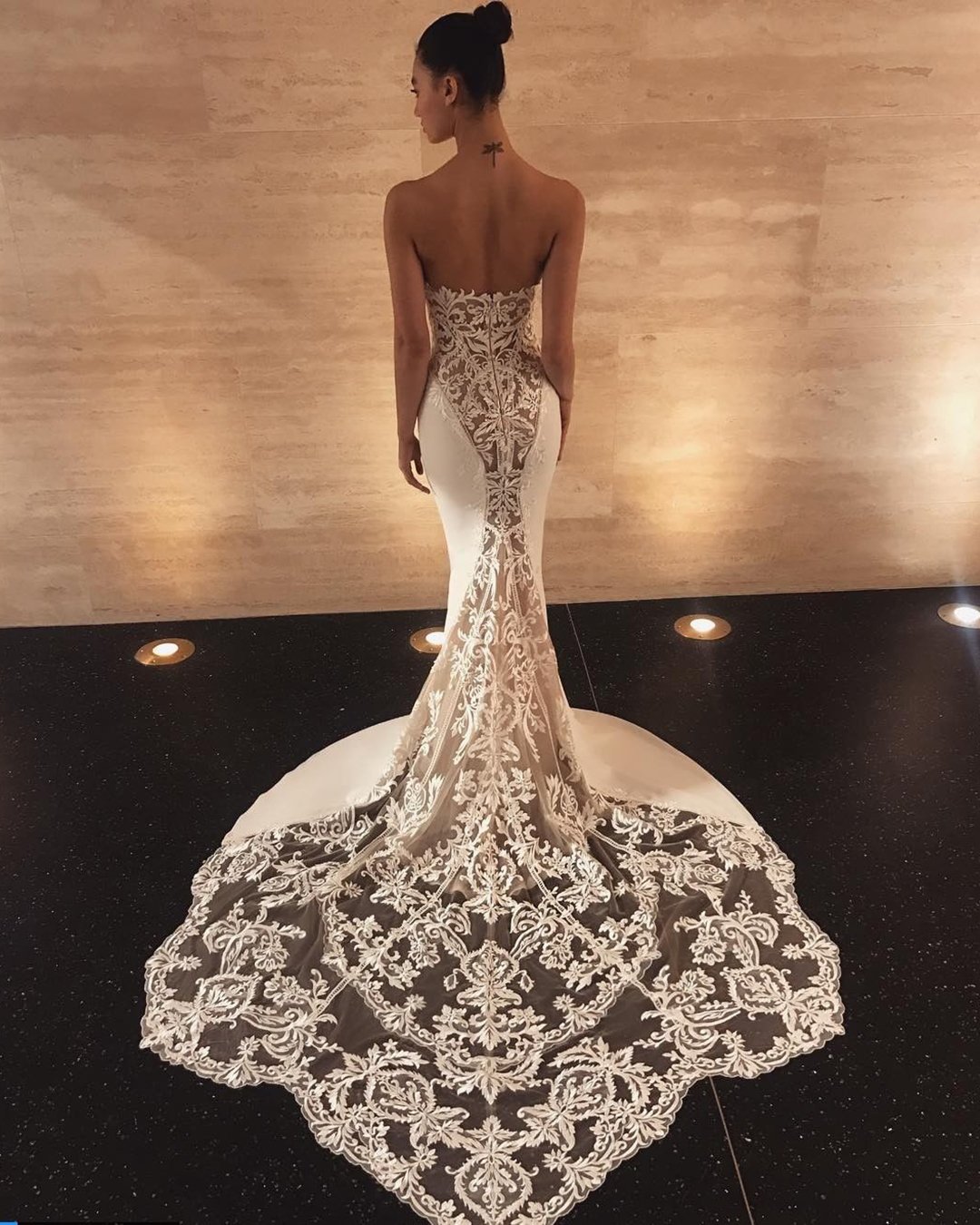 fashion forward wedding dresses mermaid lace low back with train beach enzoani