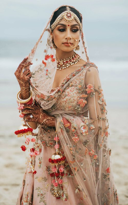 Magnificent Young Indian Bride in Luxurious Bridal Costume with