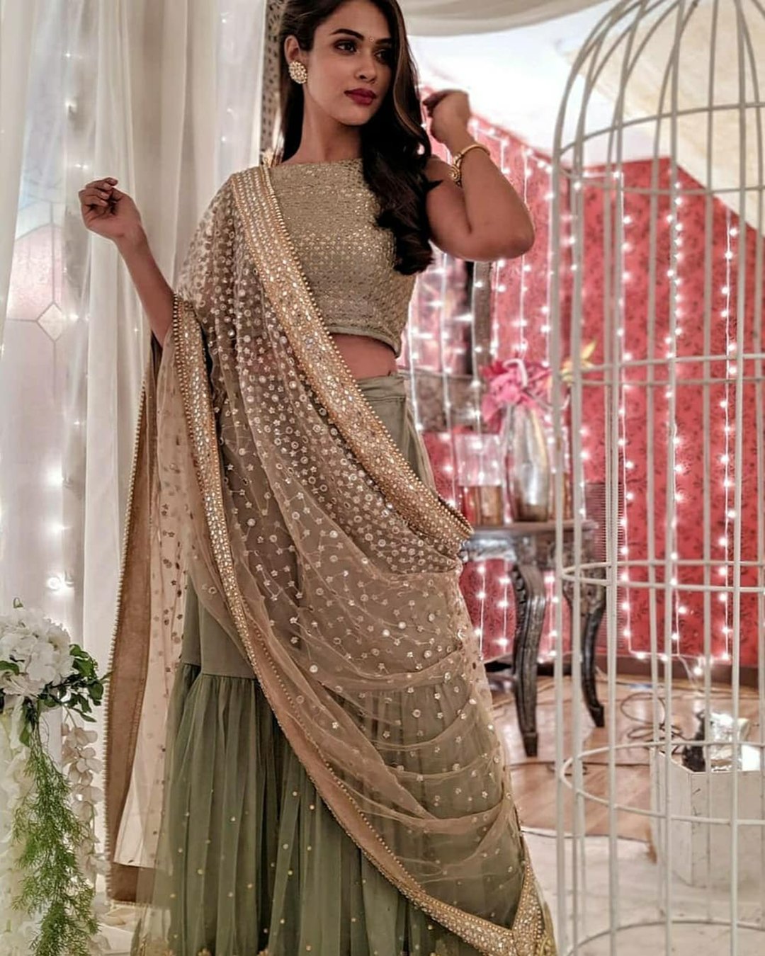 indian wedding dresses gold lehenga modern sequins eventilaindia