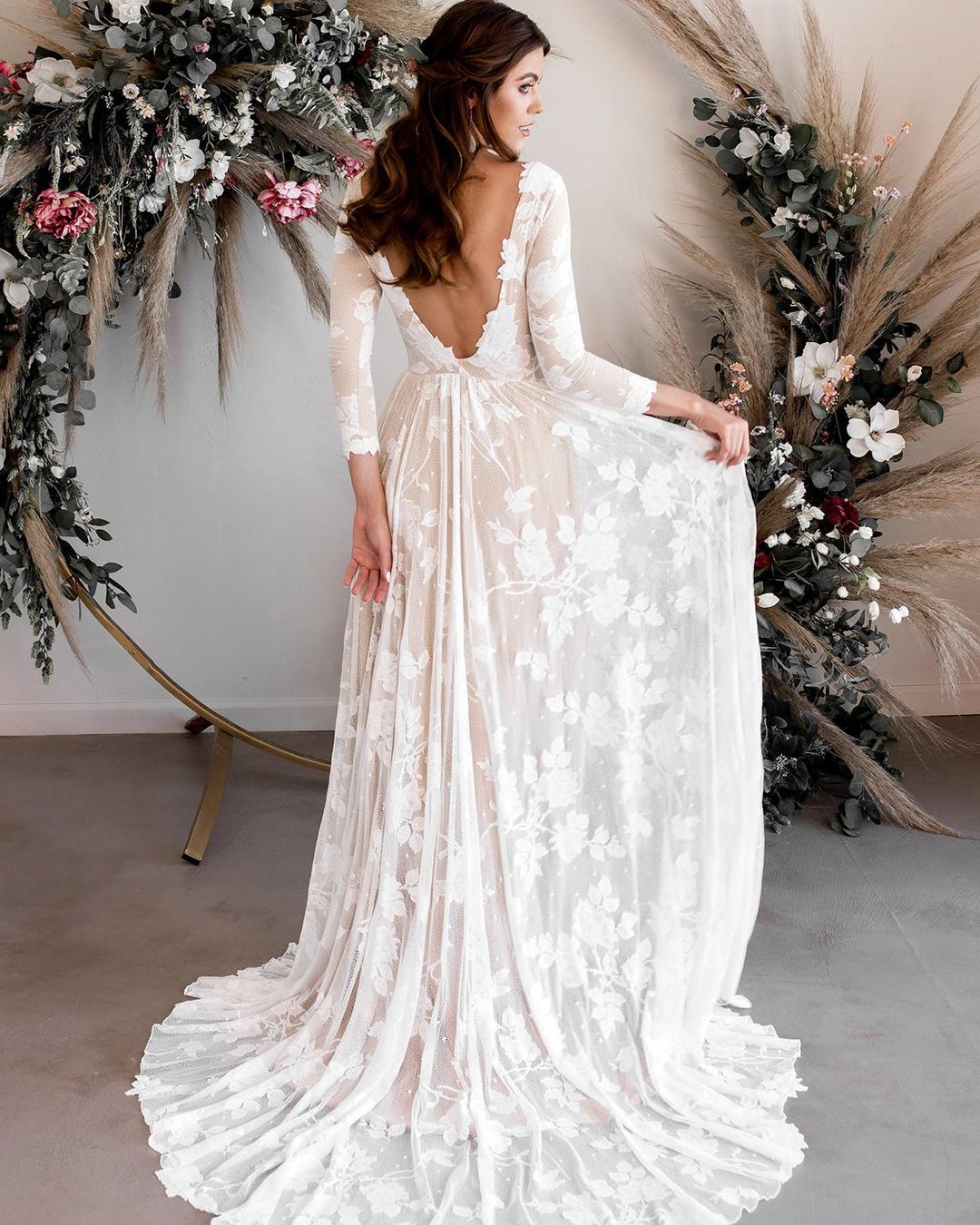 rustic wedding dresses a line v back with long sleeves wear your love
