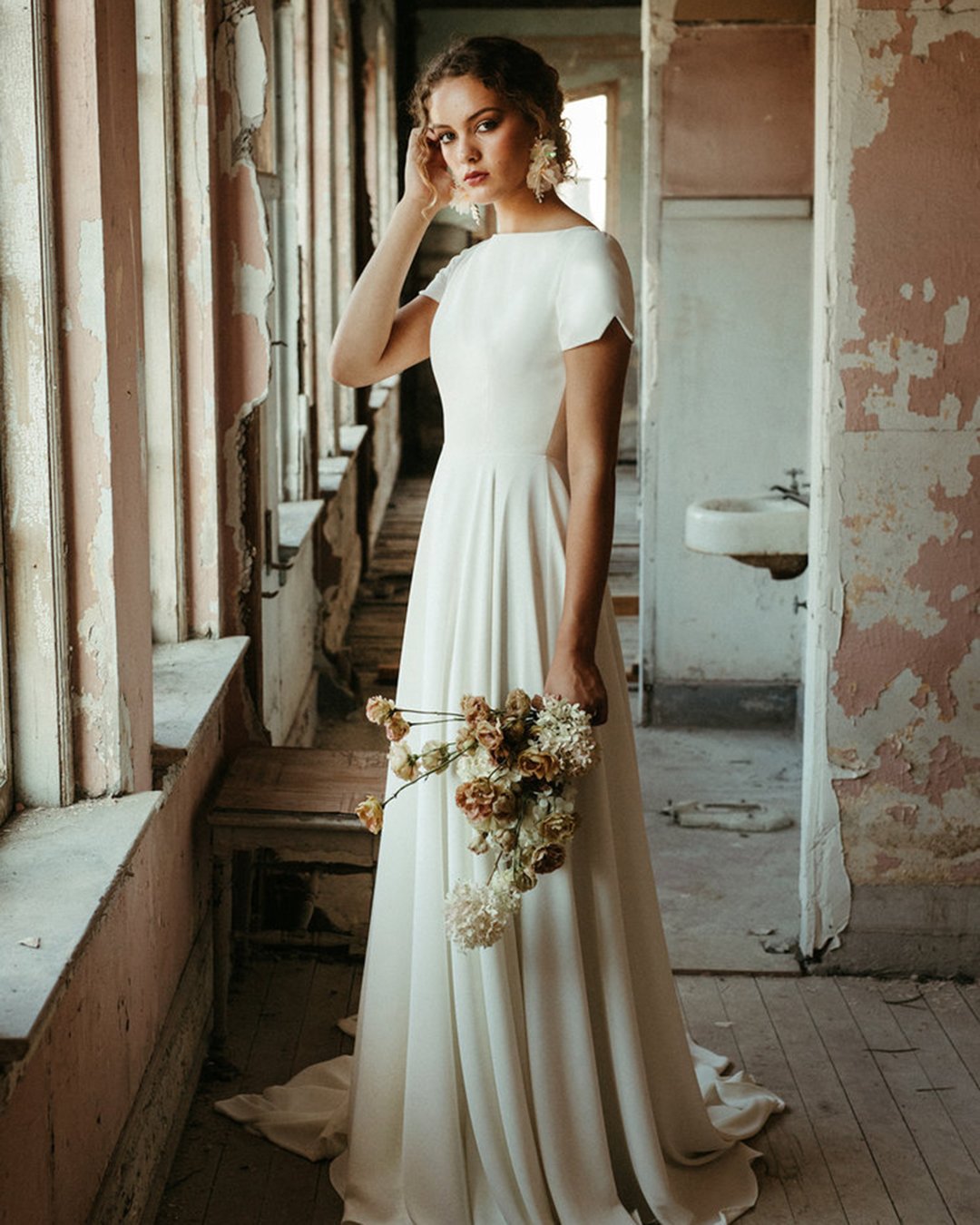 simple wedding dresses a line with cap sleeves bohemian simple elizabet dye