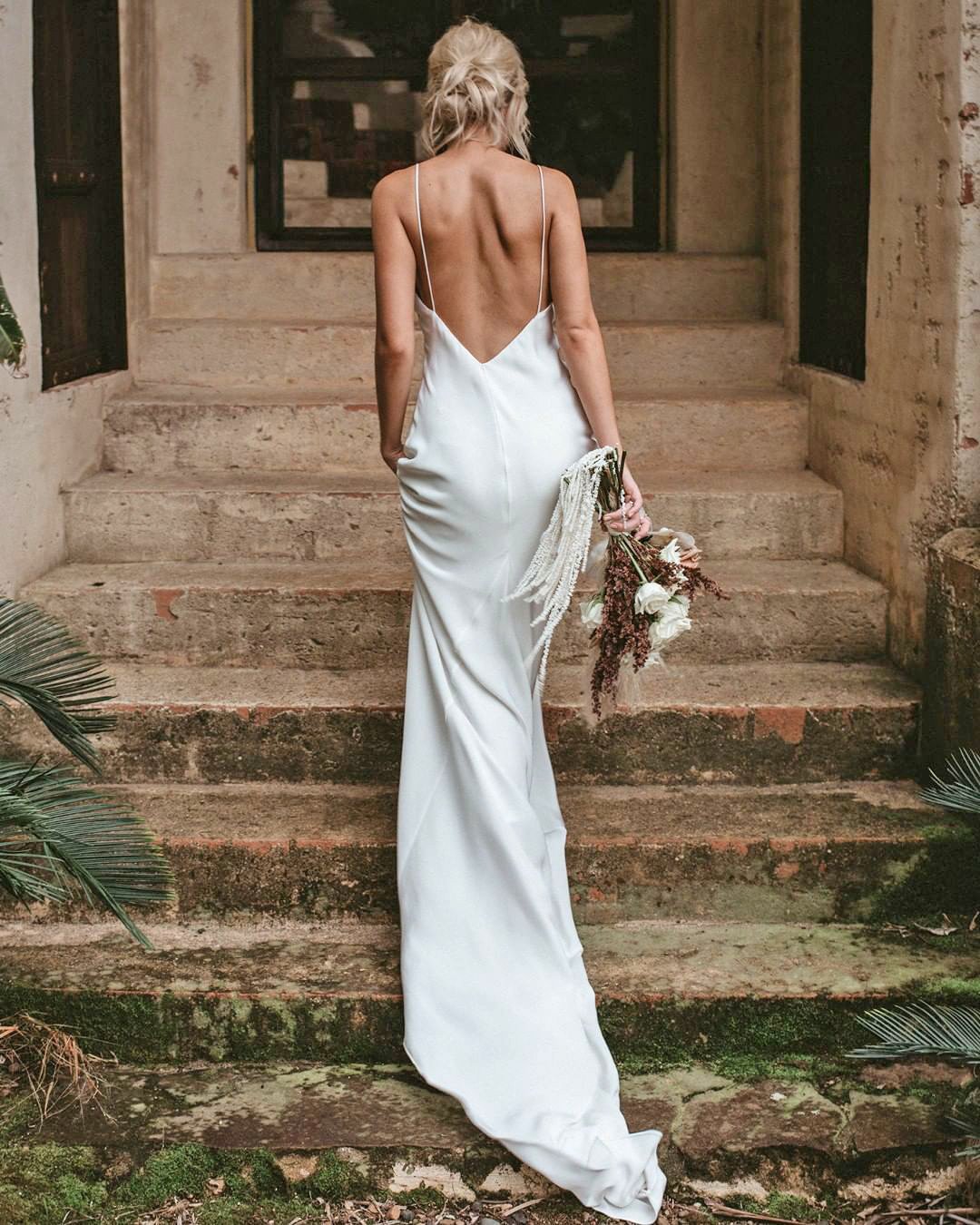 simple wedding dresses sheath backless with spaghetti straps boho grace loves lace