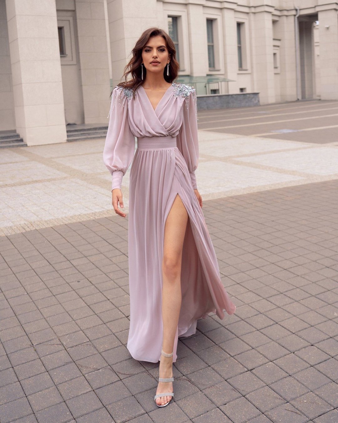 wedding guest dresses long with sleeves neckline spring fall papiliobridal