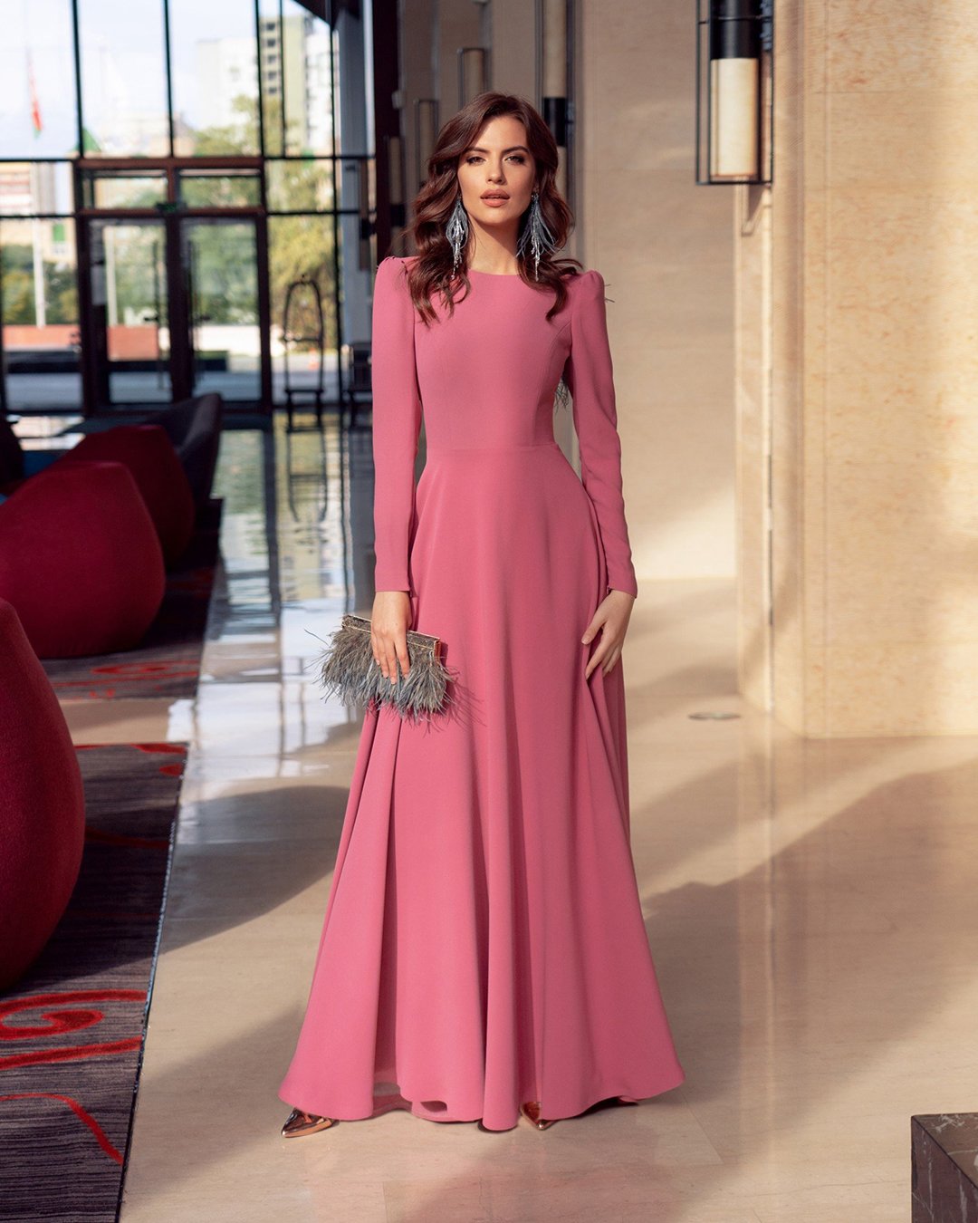 wedding guest long sleeve maxi dress ...