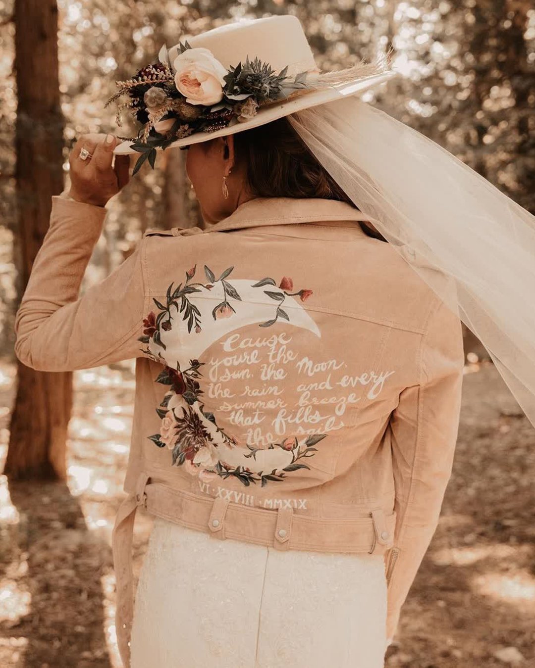 wedding jackets beige rustic country floral elopementlove