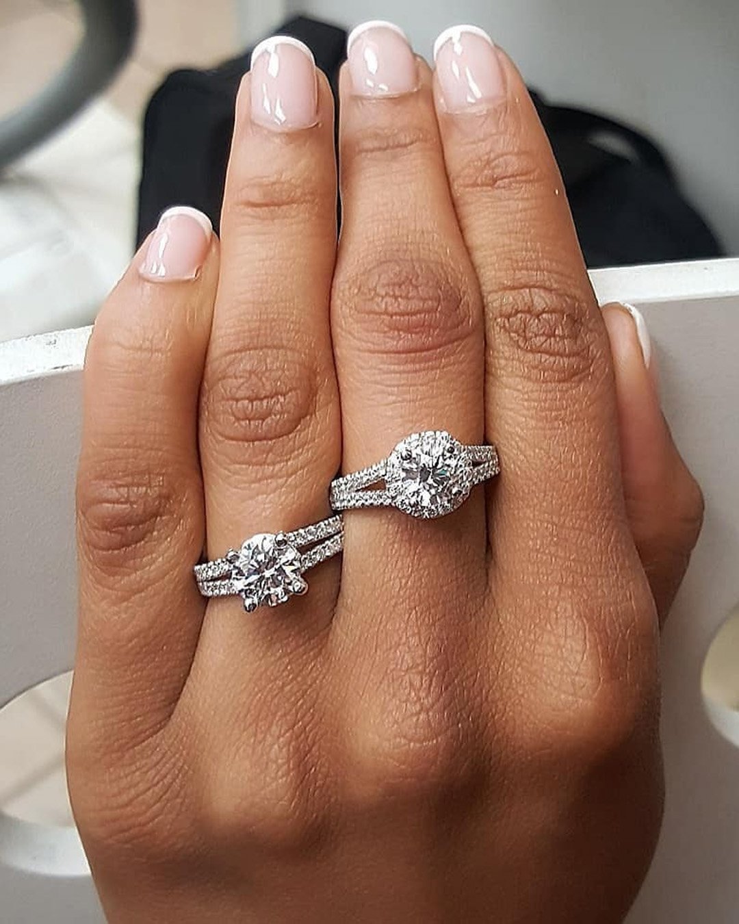 engagement rings for women pave band split shank diamond